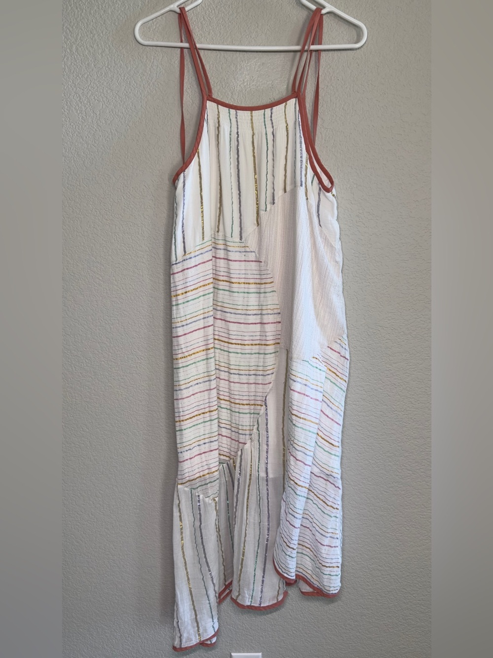 Akemi + Kin Deana White Tiered Striped Maxi Dress